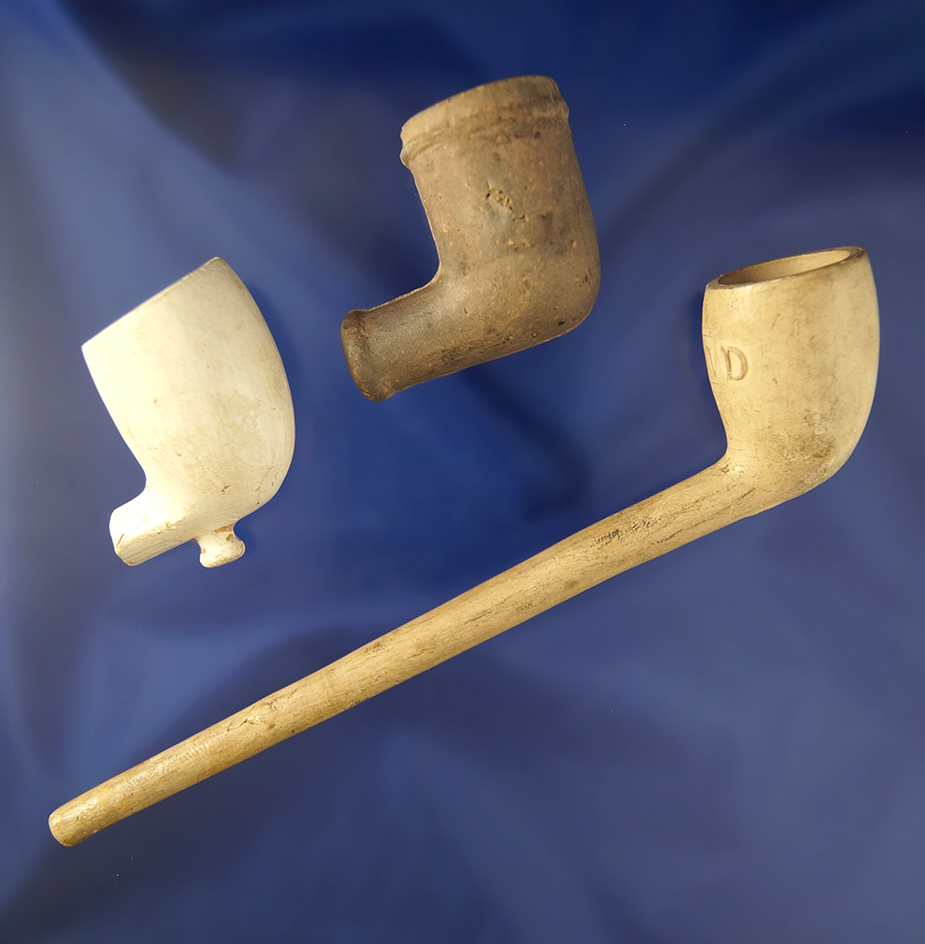 Set of clay trade and tavern pipes – largest is 6".