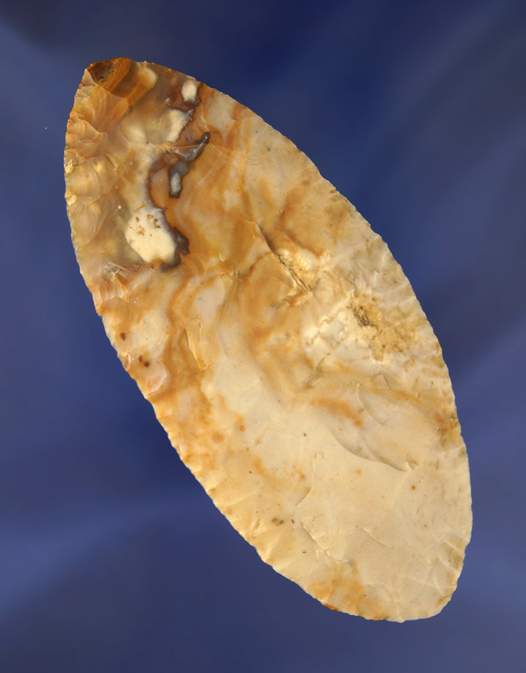 nicely flaked 4 1/16" Cascade Knife made from beautiful Biggs Junction Picture Jasper