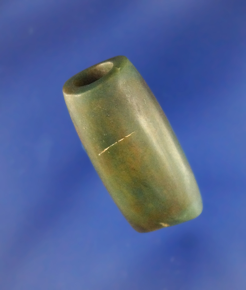 Beautifully polished 1 1/8" pre-Columbian Jade Bead  found in Central America.