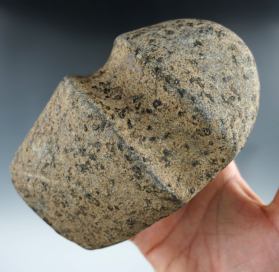 5 3/8" Long 3/4 Grooved Axe made from unique speckled material found in Illinois.