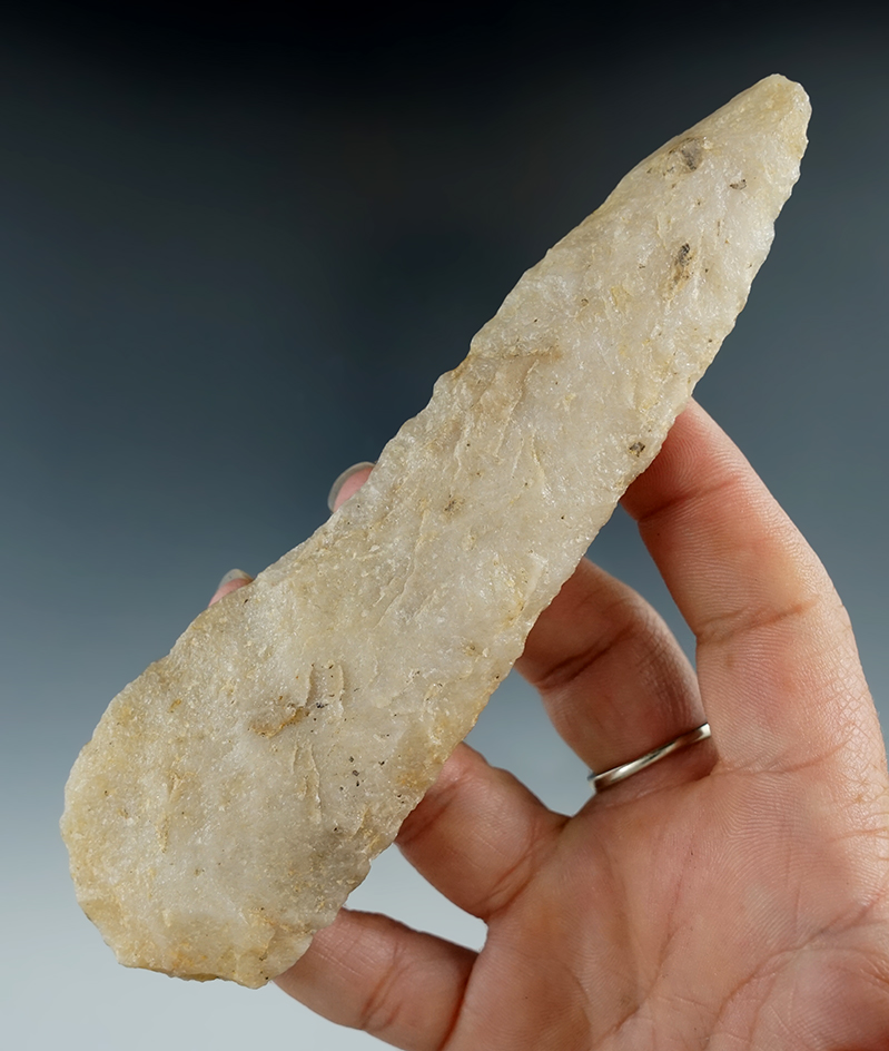 5 5/8" Archaic Blade made of Hixton Quartz. Ex. Dr. Stothers, 2002. Found in Wisconsin.