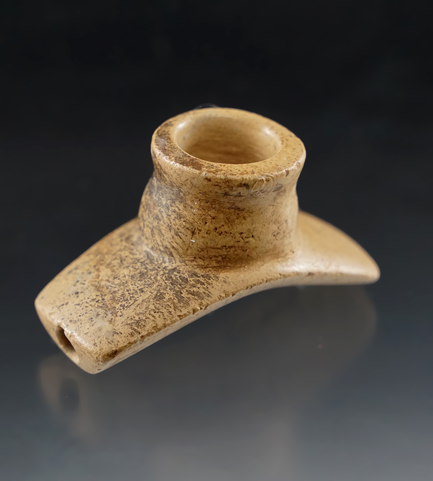 2 1/8" Hopewell Platform Pipe from Pipestone found in Hardin Co., Ohio. Ex. Don Gelbach.
