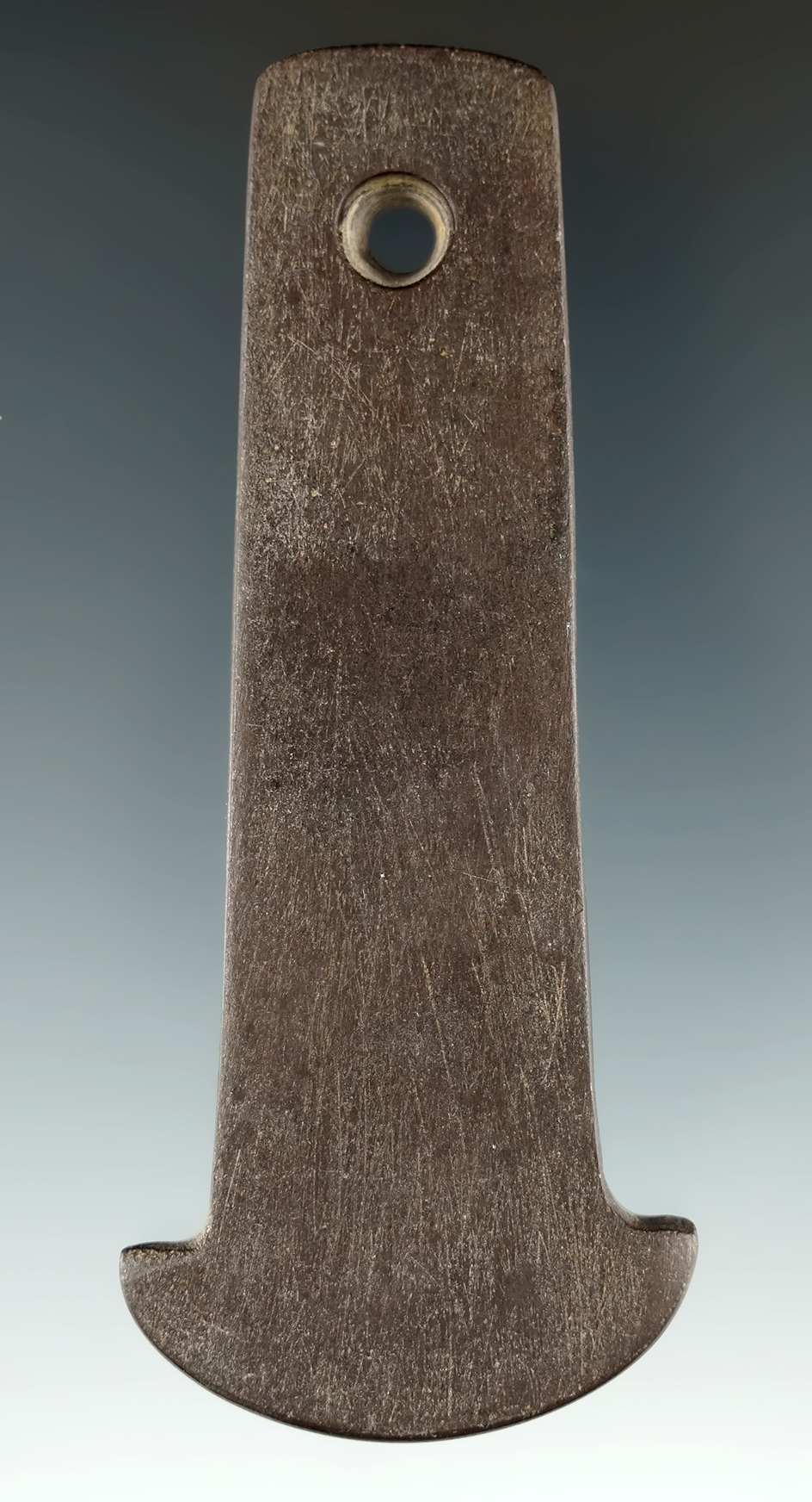 3 7/8" Adena Anchor Pendant made from Red Slate found in Indiana.  Ex. Billy Bush.