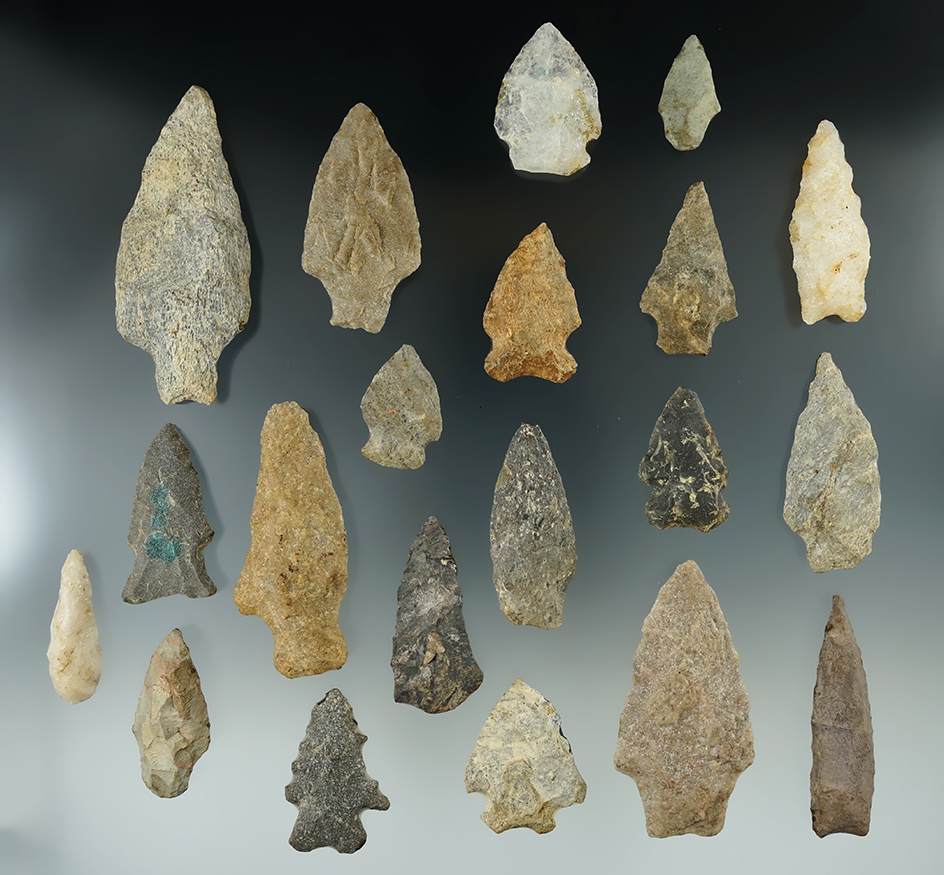 Set of 20 assorted points found on August 15, 1939 by Mr. West in Powhatan, Halifax Co., Virginia.