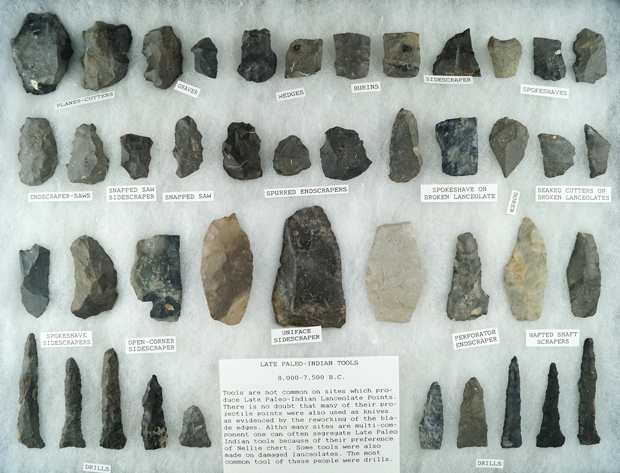 Group of assorted late Paleo tools found in north central Ohio. Largest is 3".