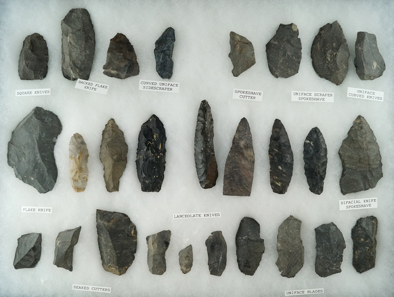 Group of 27 assorted field found tools and knives from north-central Ohio. Largest is 3 5/16".