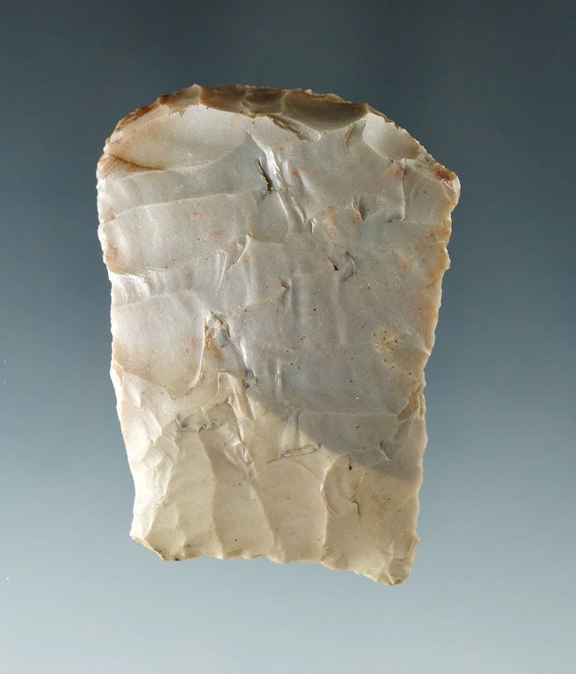 2 1/8" Hornstone Paleo Hafted Scraper found in Ohio. Ex. Gary Noel.