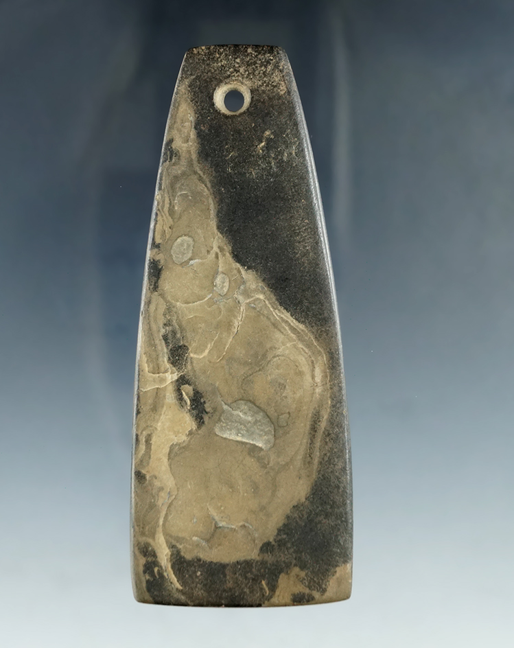 3 3/4" Slate Trapezoidal Pendant found in Indiana.