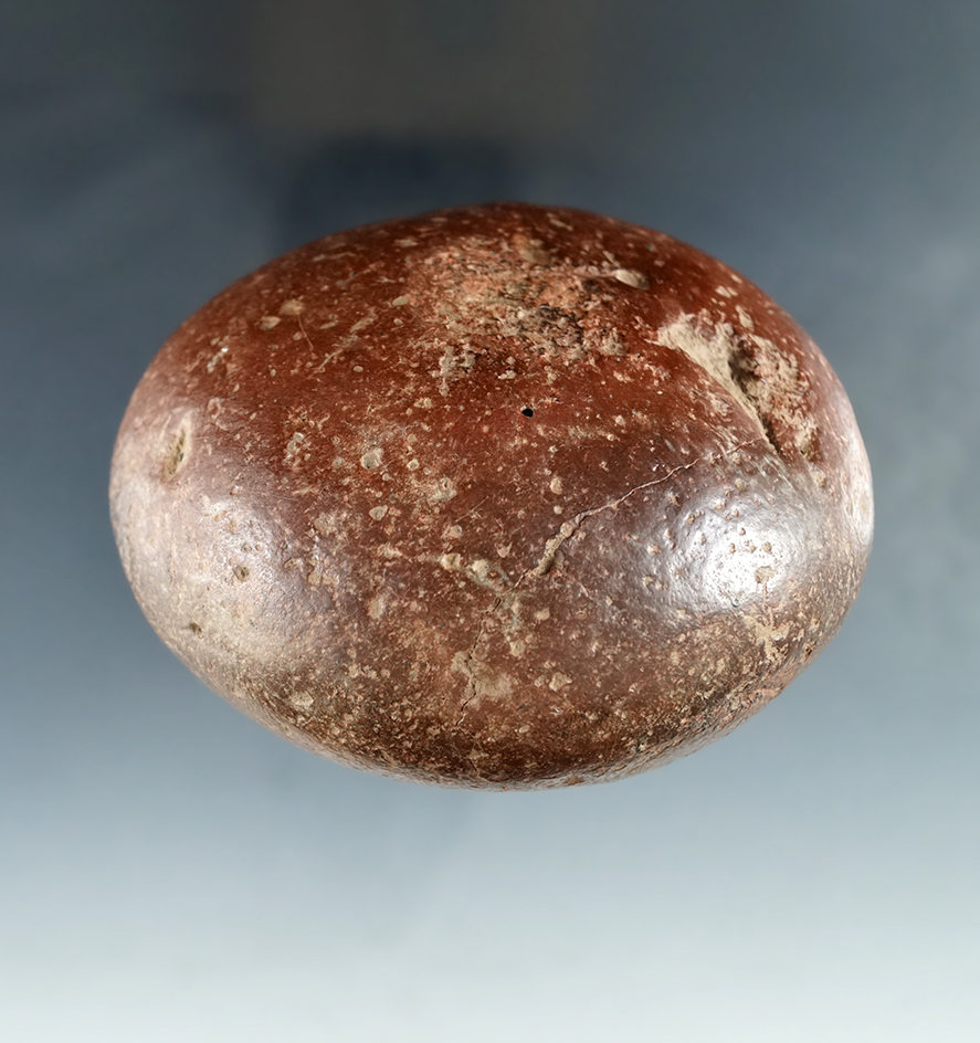 3" Diameter heavily patinated Discoidal found at the Fox Field site in Mason Co. Kentucky.