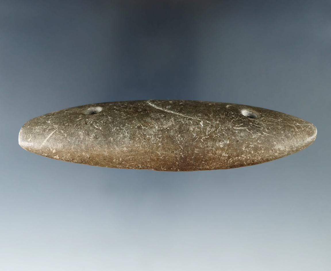 4 1/8" Glacial Kame Bar Gorget - LaPorte, LaPorte Co., Indiana.