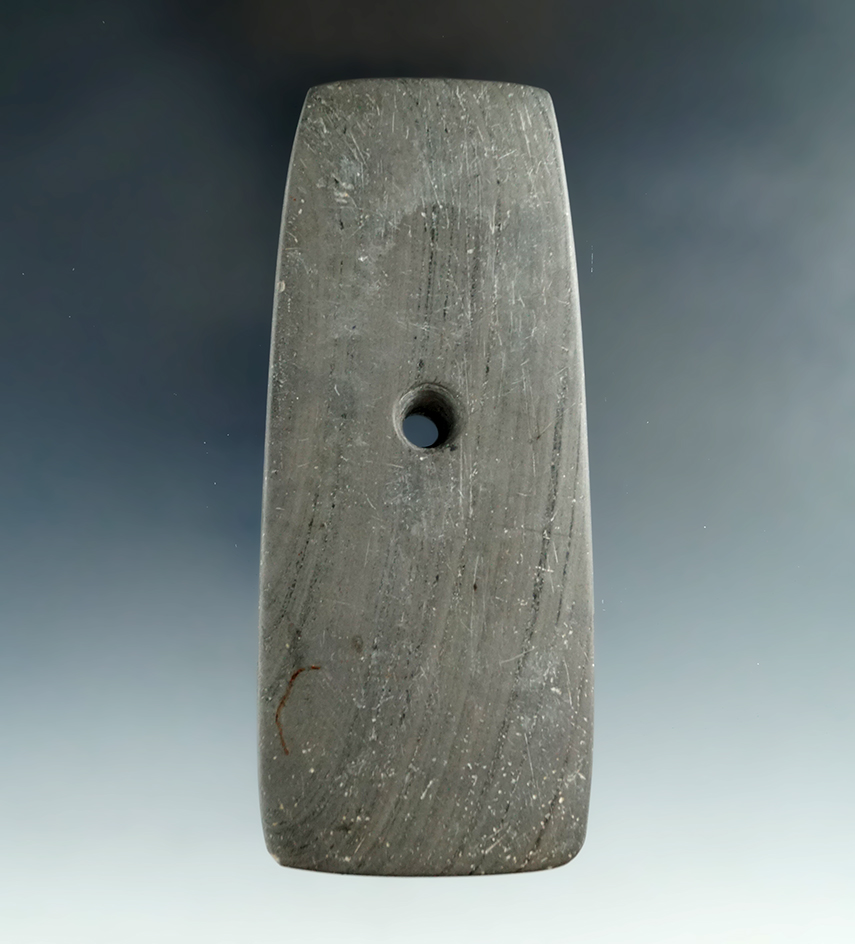 Well styled 4 1/8" Banded Slate Pendant with tag that reads "found by an Amish farmer... Ohio."
