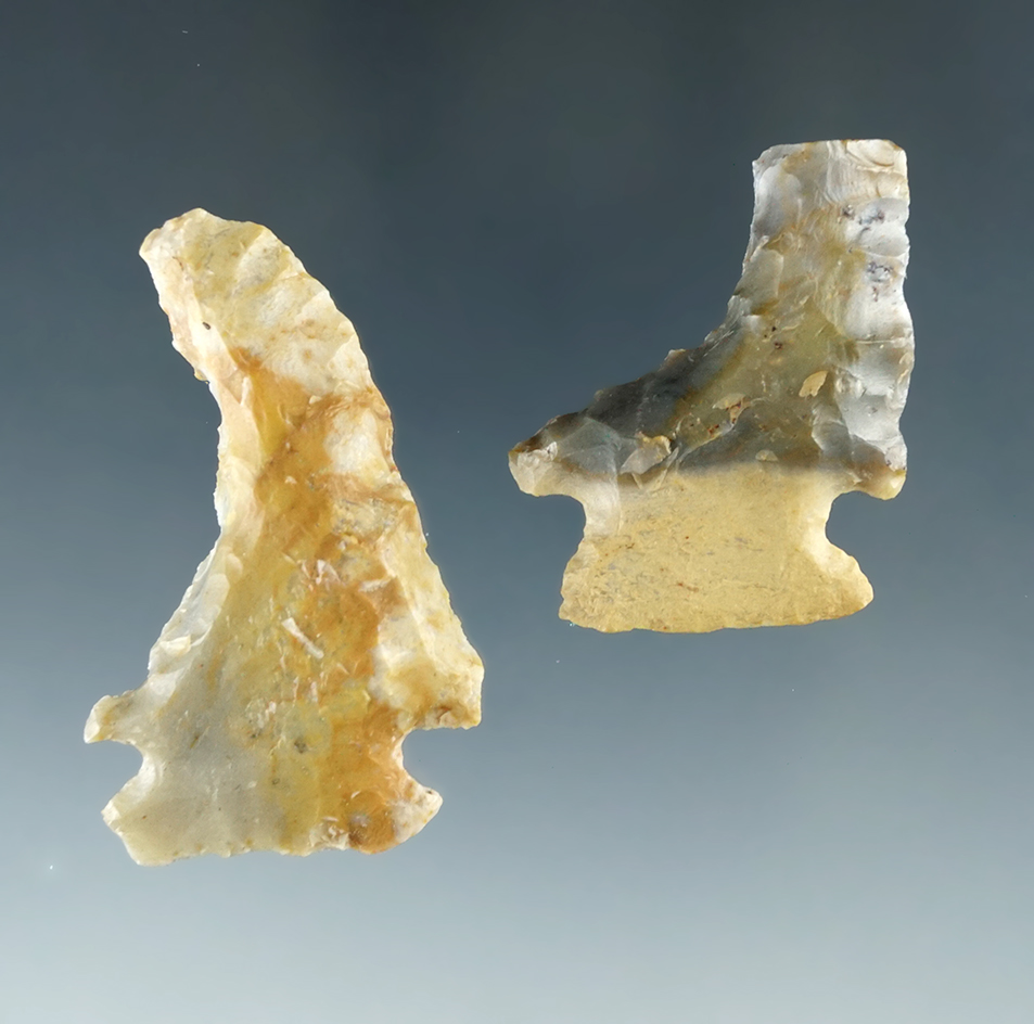 Rare! Pair of beautifully crafted Hafted Shaft Scrapers found in Huron Co. Ohio. Largest is 2 7/8".