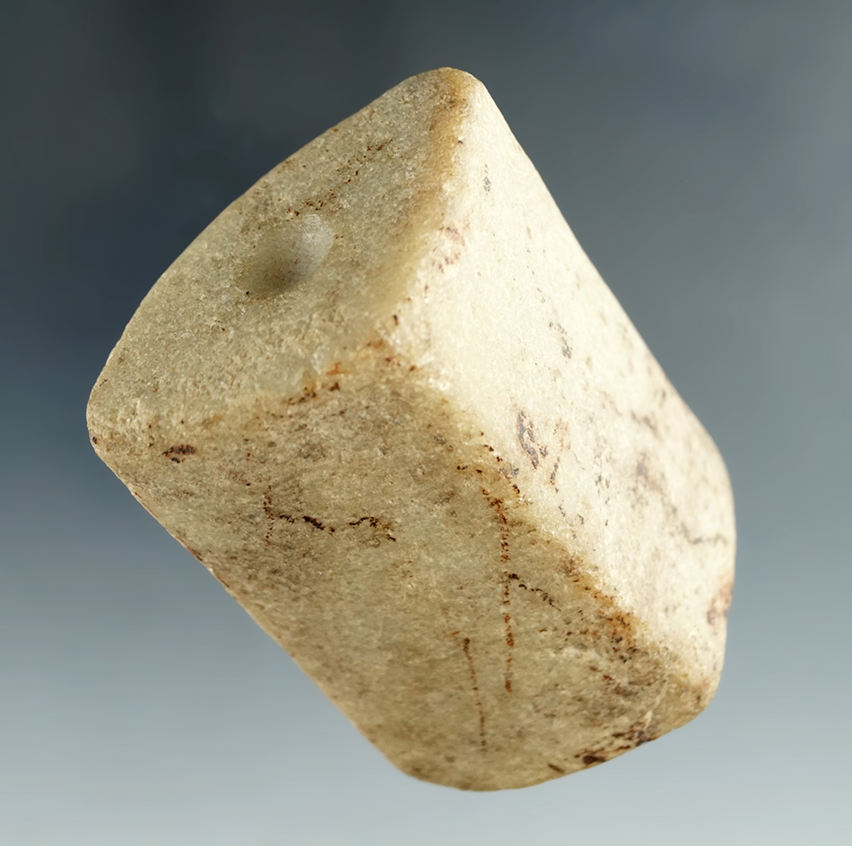 2 1/2" Beautiful Quartz Bannerstone with drilling just started on one end found in Huron Co. Ohio.