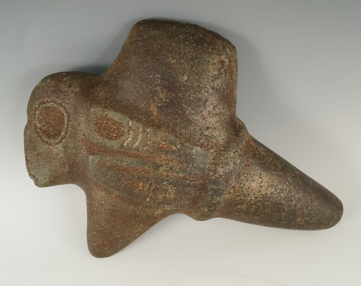 9 3/8" Rare Monolithic Stone Taino culture Axe - Hispaniola. Ex. top black collection.