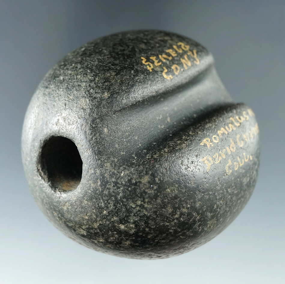 Sale Highlight! 2 1/2" Hardstone Fluted Ball Bannerstone - Seneca Co. New York. Bennett COA.