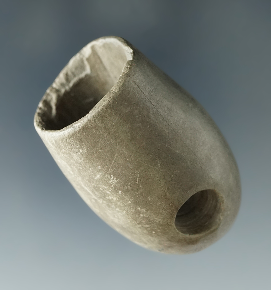 1 7/8" Tall Slate Pipe found in Shiawassee Michigan that is nicely polished and heavily patinated.