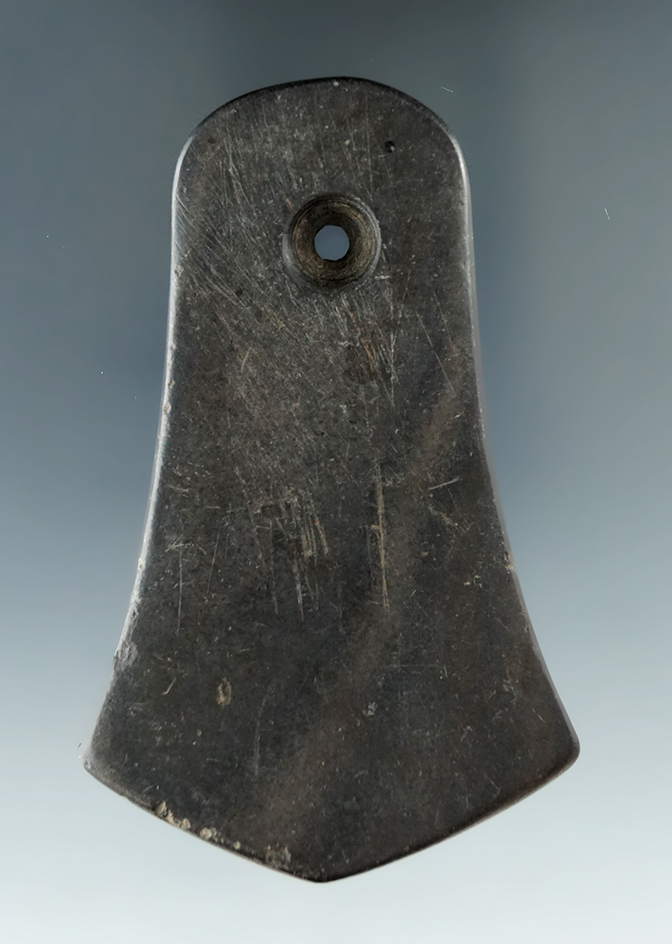 3 3/16" Hopewell Pentagonal Pendant found in Wells Co., Indiana. Ex. Herman Cull Collection.