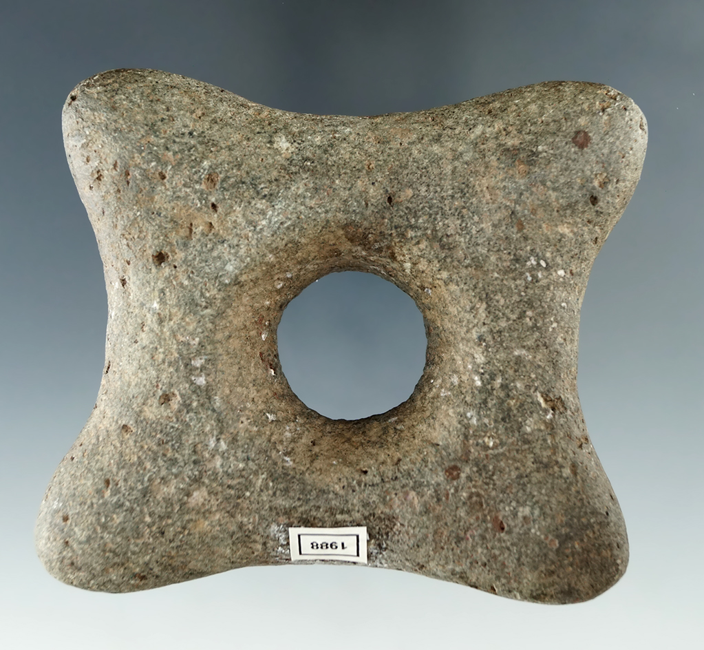 3 1/2" Four-point stone Mace Head reported as being found near the Columbia River.