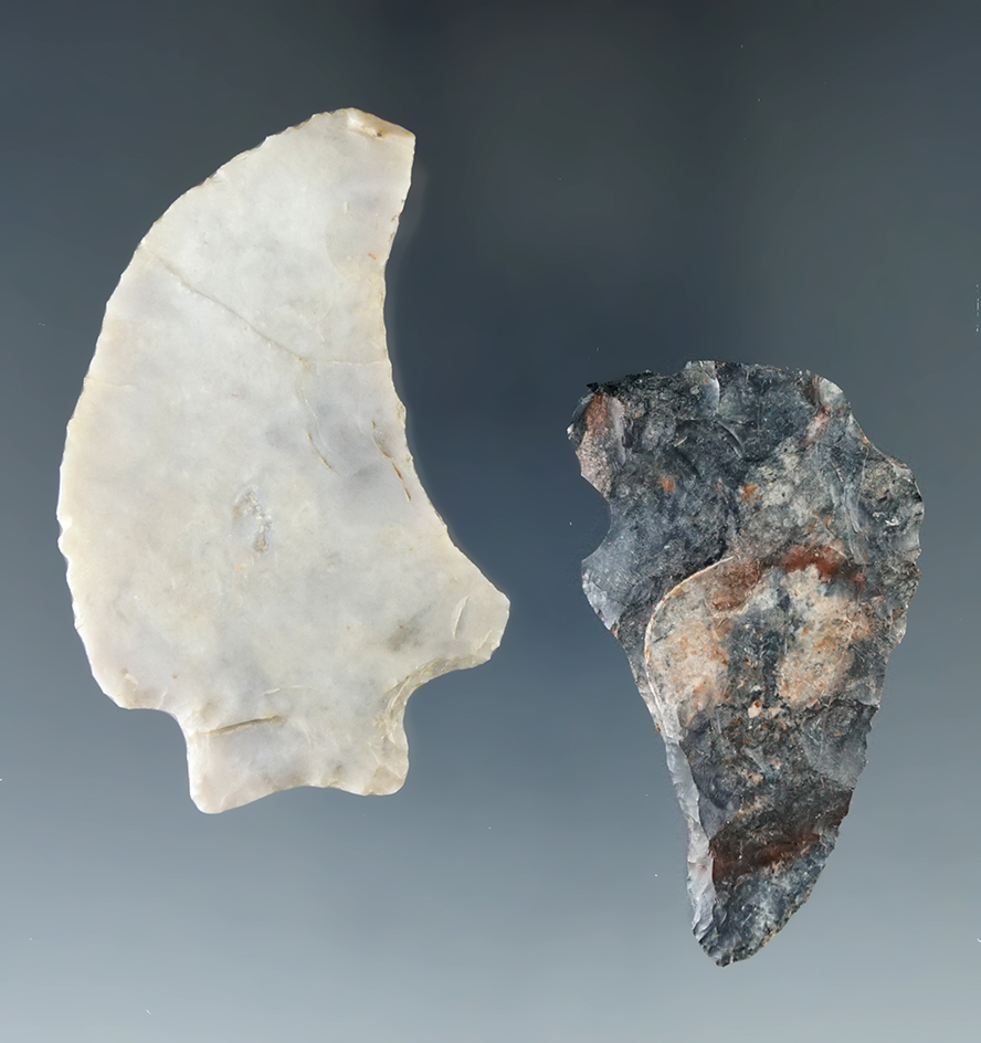 Excellent pair of hafted shaft scraper found in Huron Co. Ohio, largest is 2 1/16".