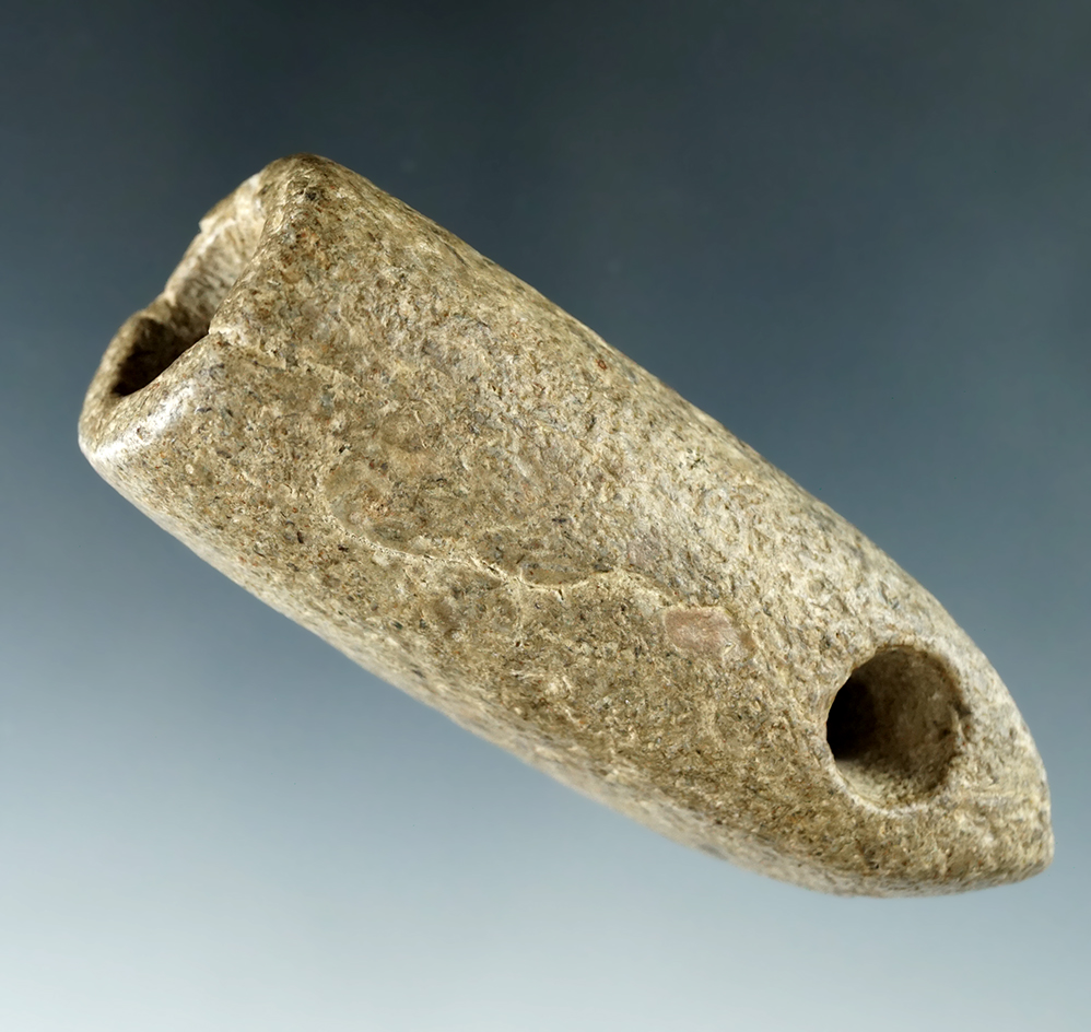 3 1/8" Stone Pipe found 5 miles south of Dayton, OH. From the Gordon Meuser collection #3273/5.