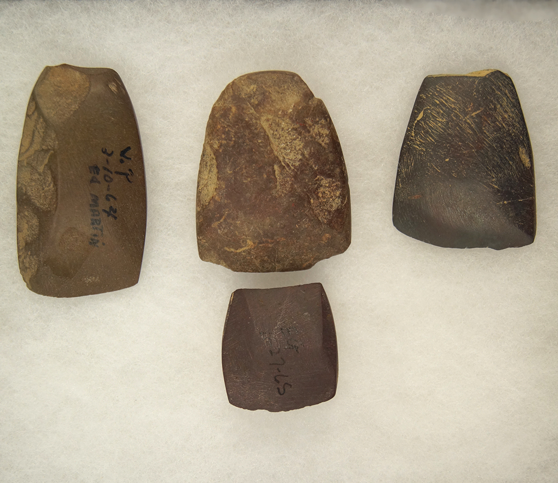Set of 4 Miniature Celts, largest is 2 1/8" found in Greenup Co., Kentucky.