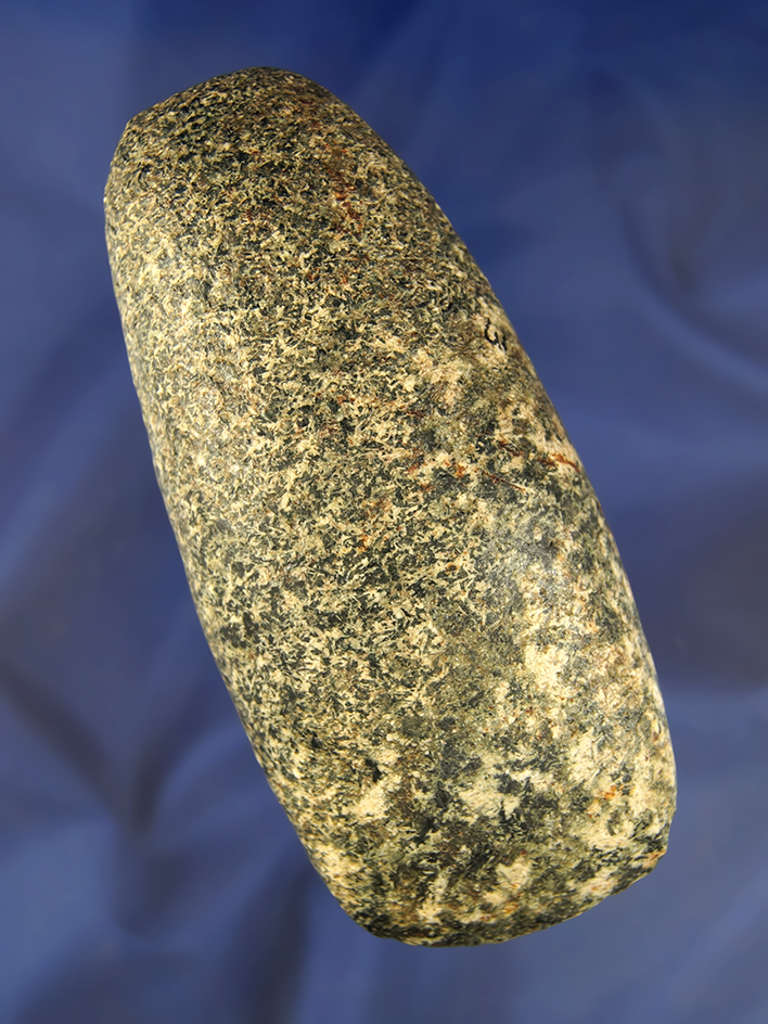 Beautiful 5" Speckled Granite Celt found in Champaign Co., Ohio.  Ex. Ottie Cowan, Bob Converse.