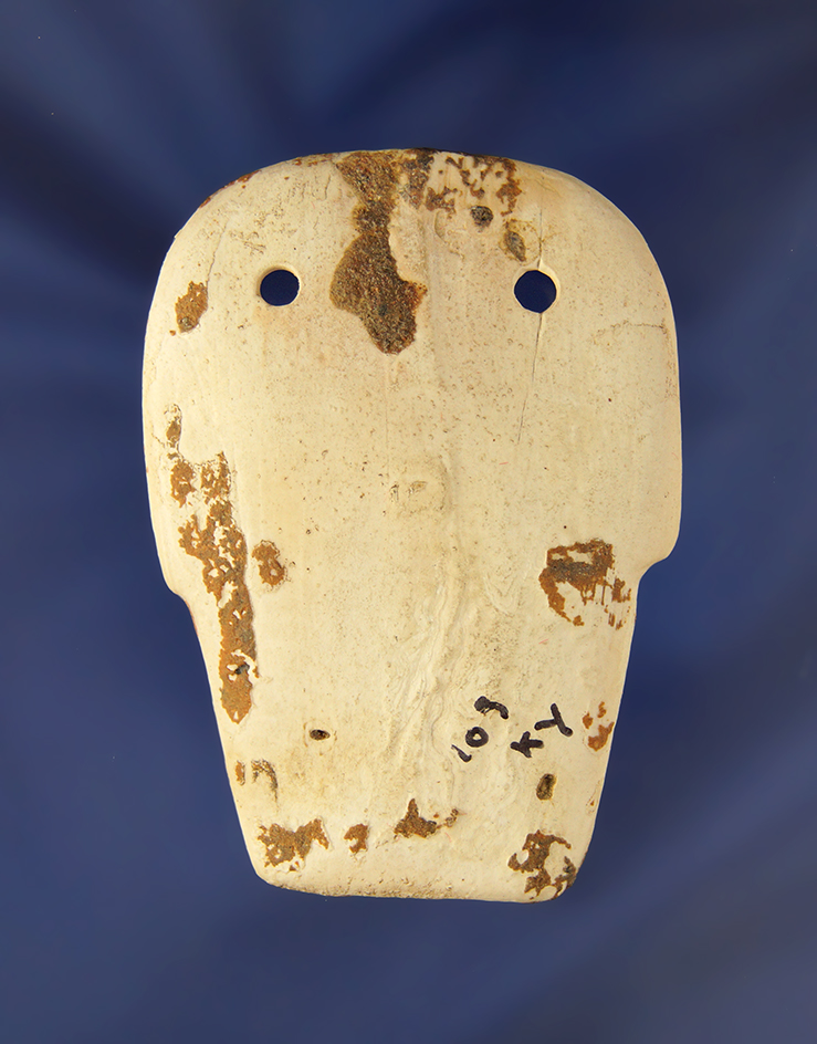 2 5/8" tall Mississippian Shell Mask found in Kentucky. Pictured on page 189 in Hothem's Antler Bone