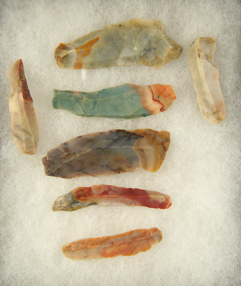 Set of 7 Colorful Bladelets.  Ex. Dilley Collection.