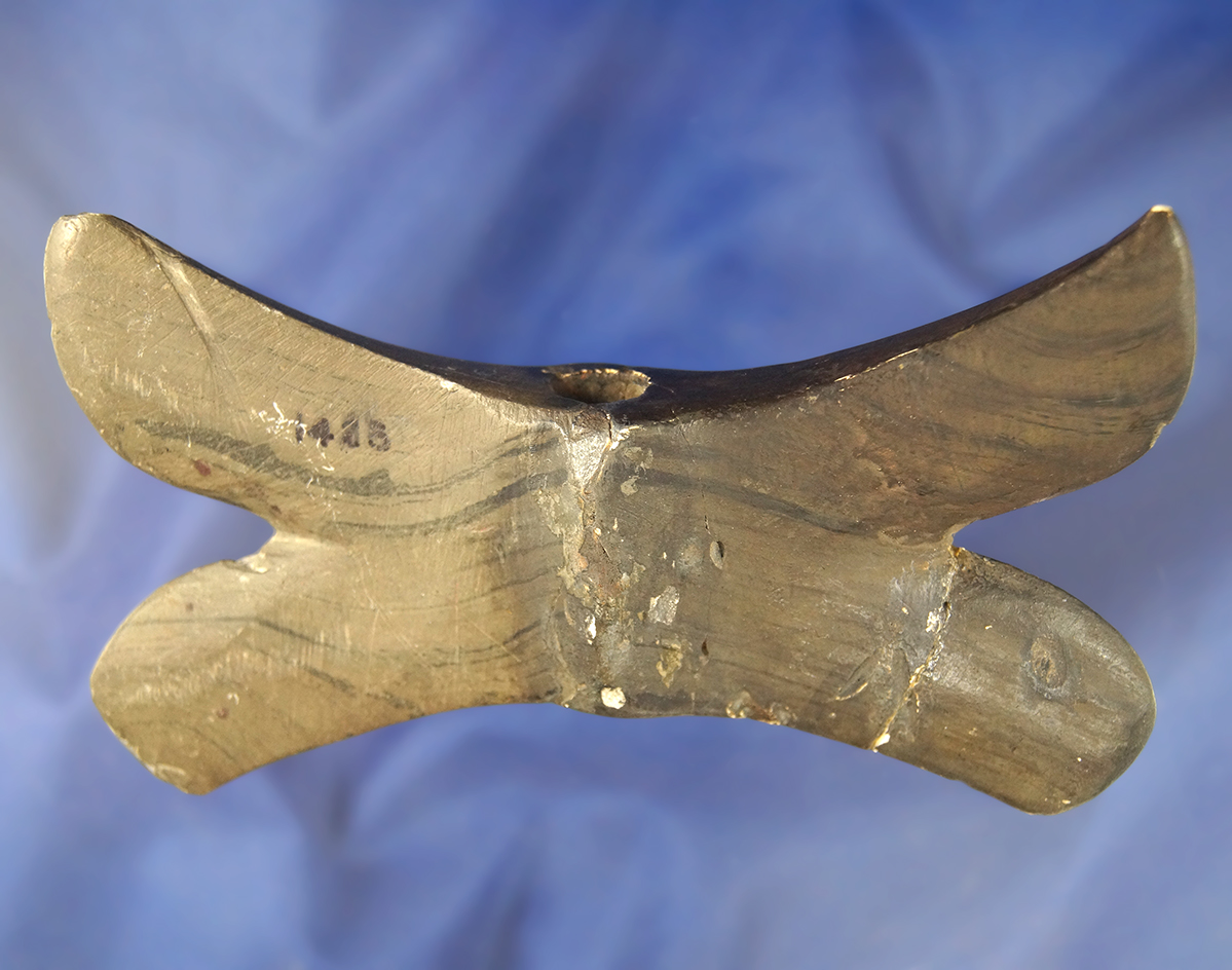 5 3/8" 1/2 restored Double Crescent Bannerstone.