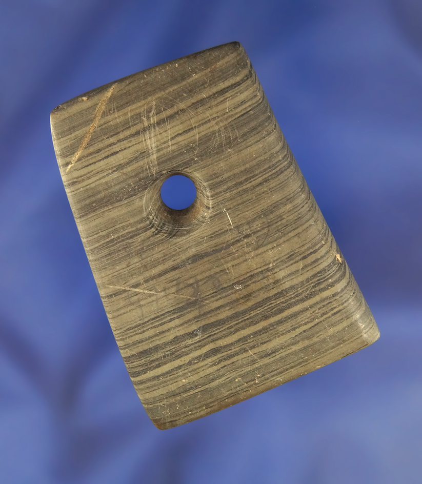 2 1/4" Banded Slate Pendant found in Ohio.