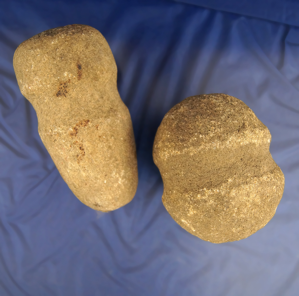 Pair of classic style Ohio Grooved Hammerstones, largest is 4 1/4".
