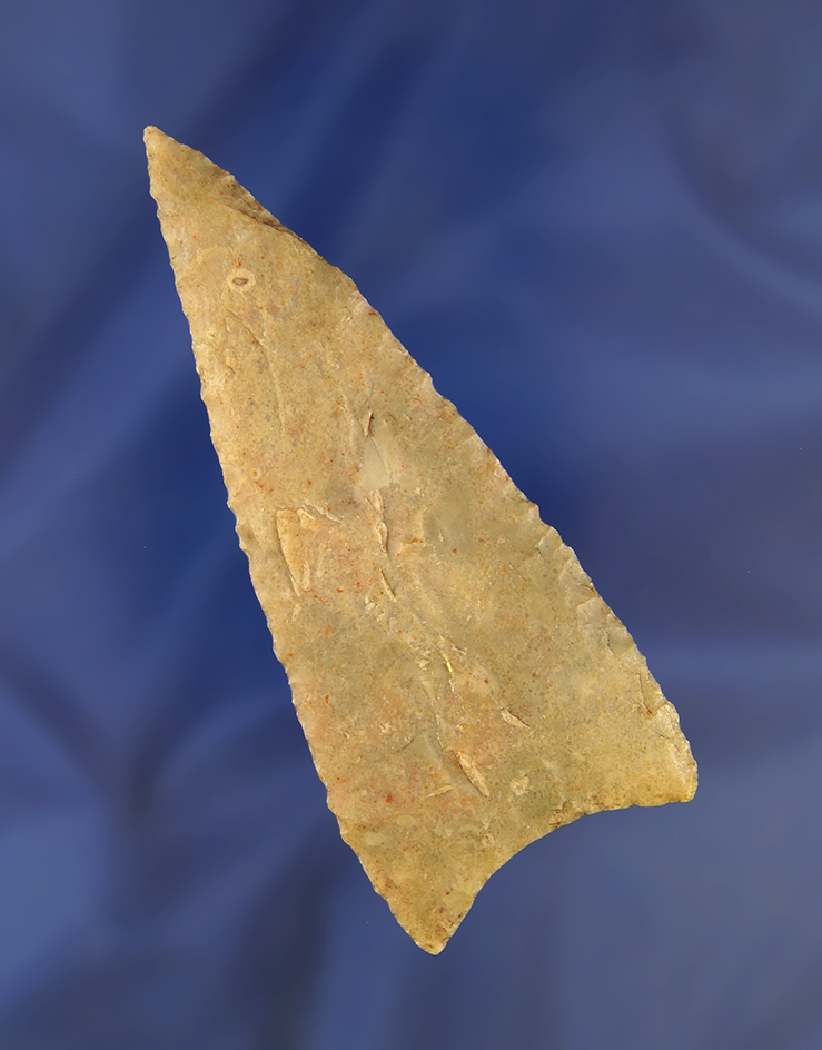 Thin and well flaked 3 5/8" Mineral Springs found in Texas.