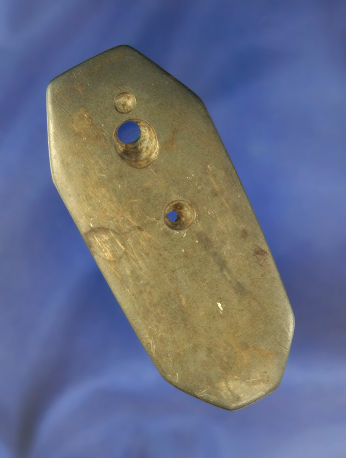 3 3/16" Unique anciently salvaged slate Gorget found in Ohio.