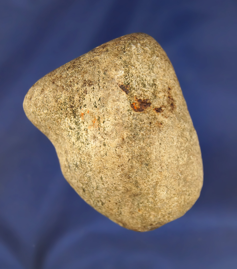 2 3/8" Miniature 3/4 Grooved Hammerstone found in Warsaw Illinois.