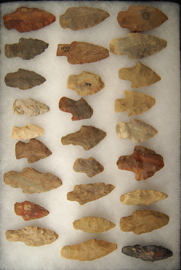 Group of 27 Woodland Arrowheads, largest is 2 1/2" found in Greenup Co., Kentucky.