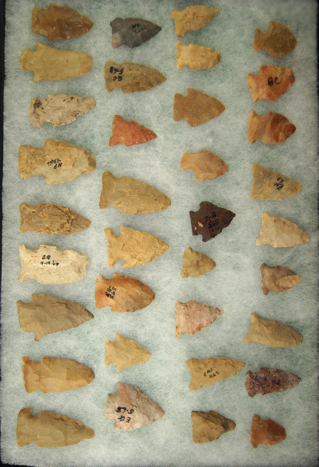 Group of 35 assorted Arrowheads, largest is 1 7/8" found in Greenup Co., Kentucky.
