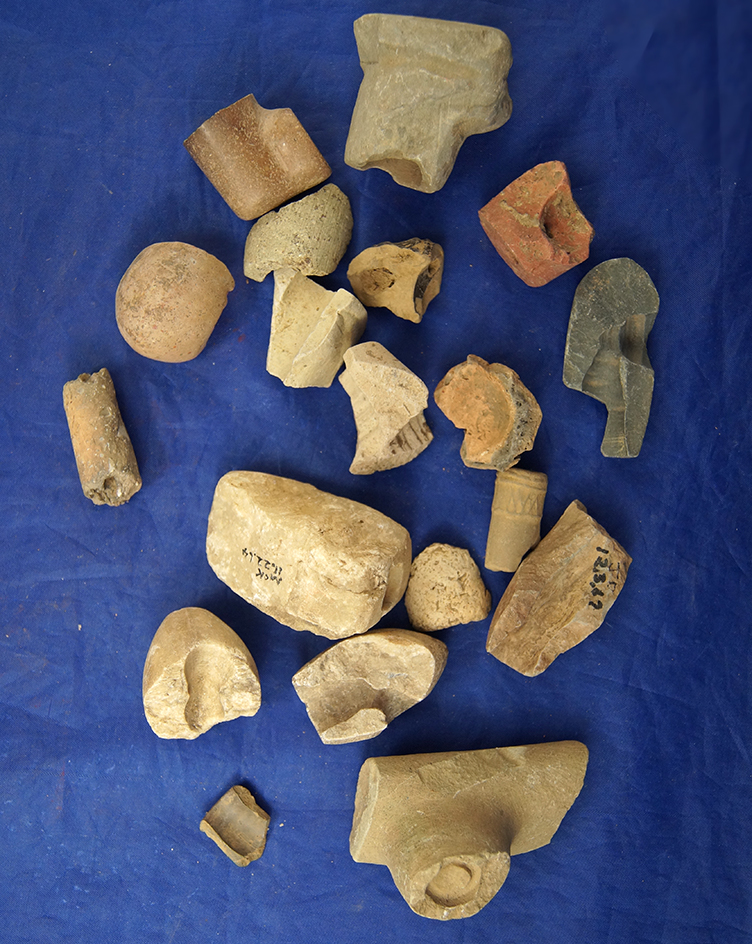 Group of assorted damaged pipe pieces, great for study found in Greenup Co., Kentucky.