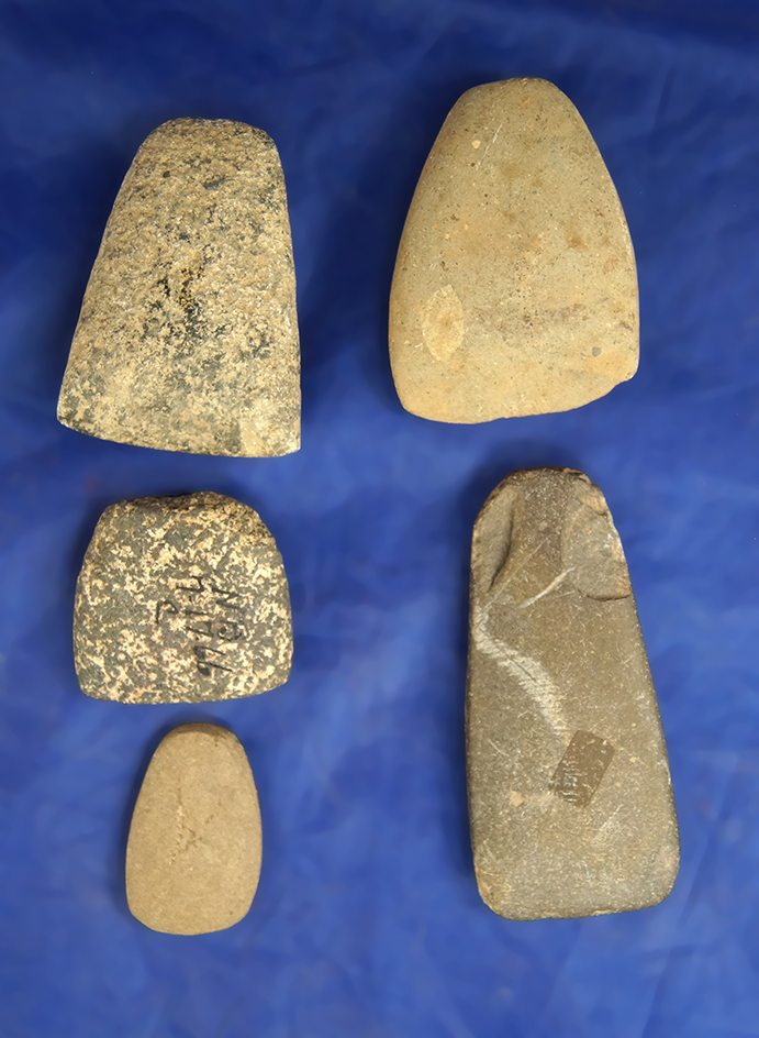 Set of 5 miniature Celts, largest is 3 1/8"  found in Greenup Co., Kentucky.