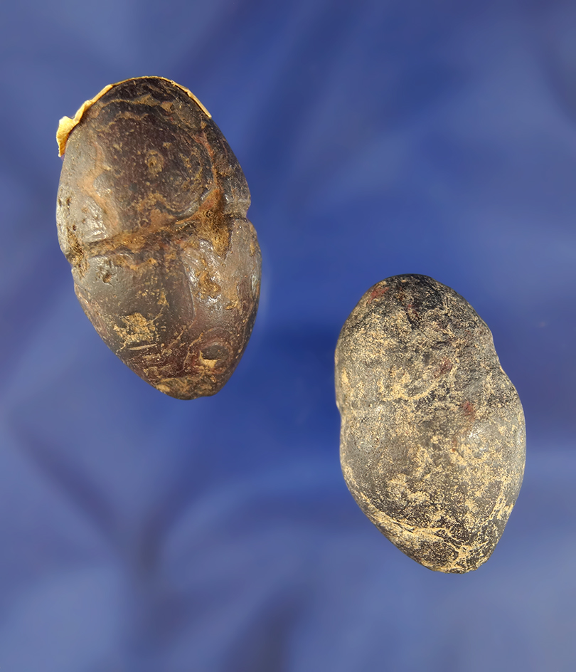 Pair of Hematite Plummets, largest is 1 3/4"  found in Greenup Co., Kentucky.