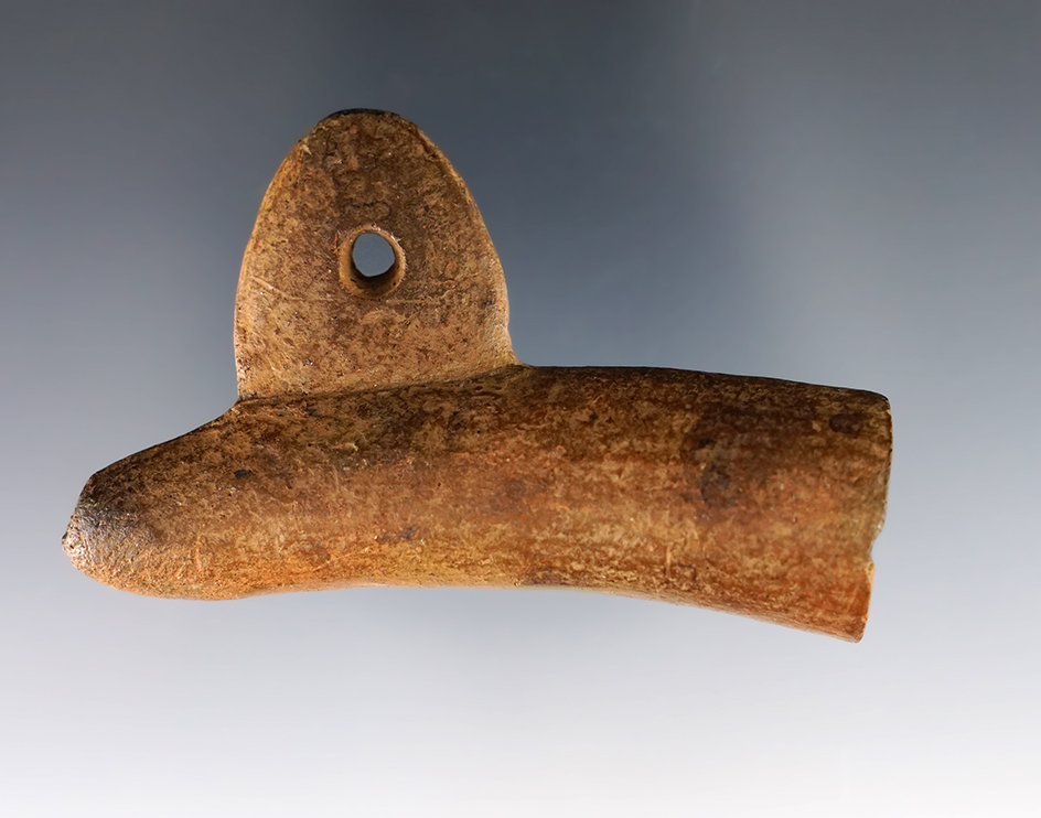 2 3/4" Chumash Keel pipe made from clay found in Santa Barbara County California.