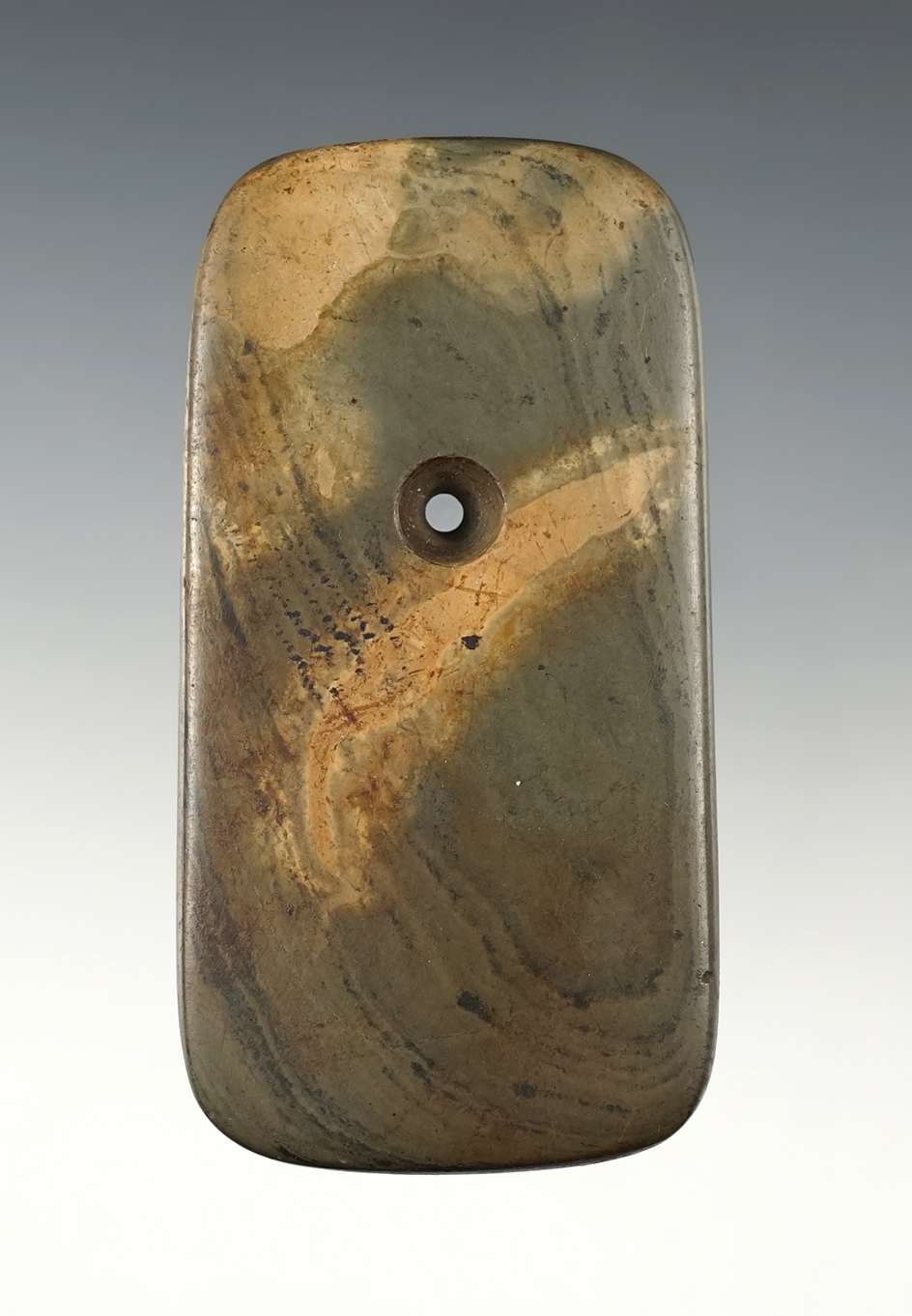 Fine 3 3/8" Pendant with great "Worm Tracks". Found in Medina Co., Ohio.  Davis COA, G8.