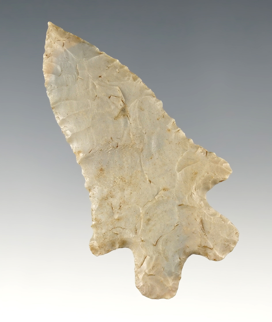 2 3/4" Finely made Bifurcate made of Hornstone with nice needle tip. Found in Indiana.