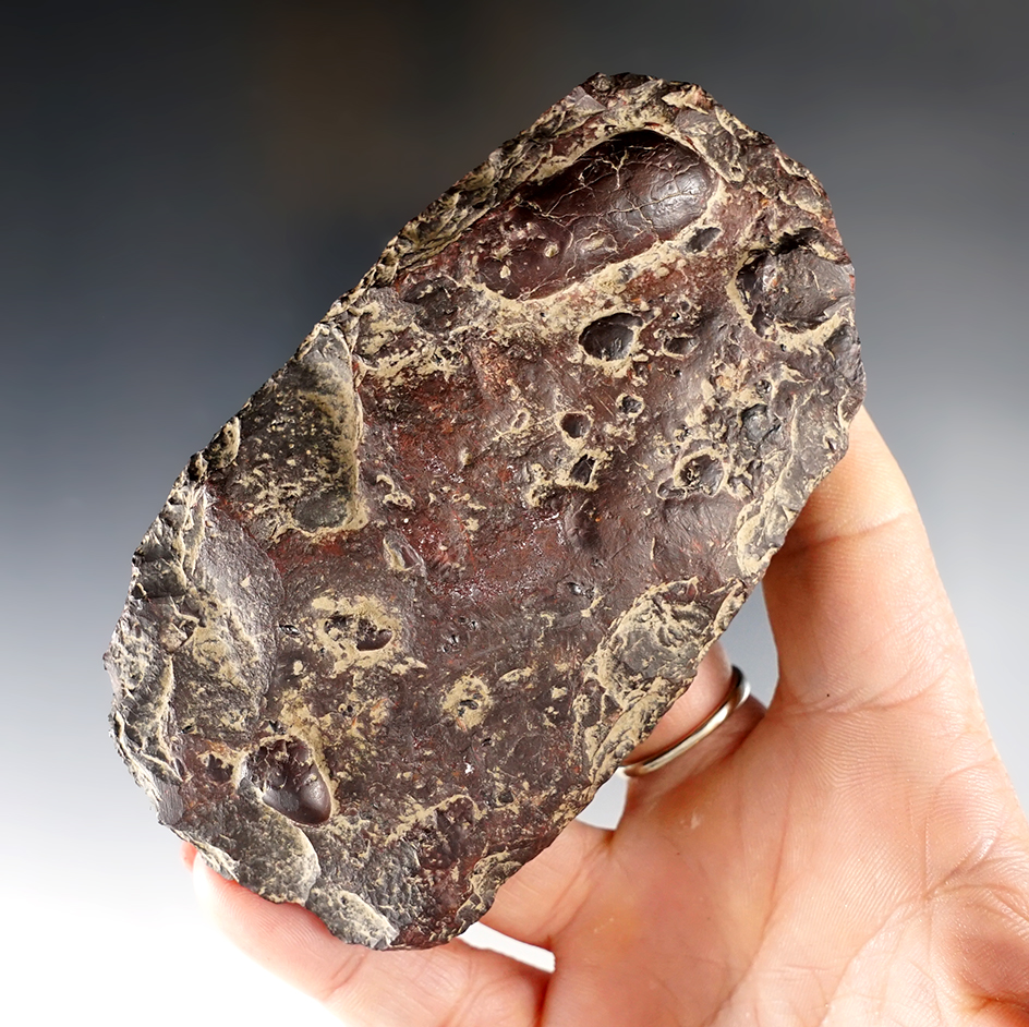 Very unique and heavy material used on this 4 1/16"  stone Celt - Harney County Oregon.