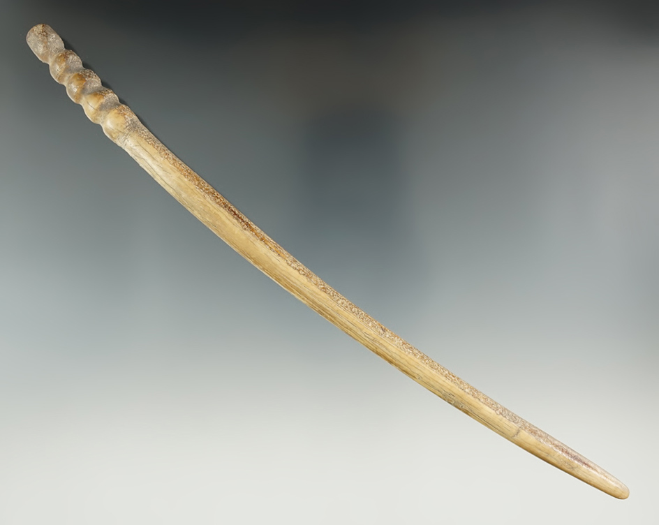 Beautifully decorated 8 3/8" bone pin found in Greenup Co., Kentucky.