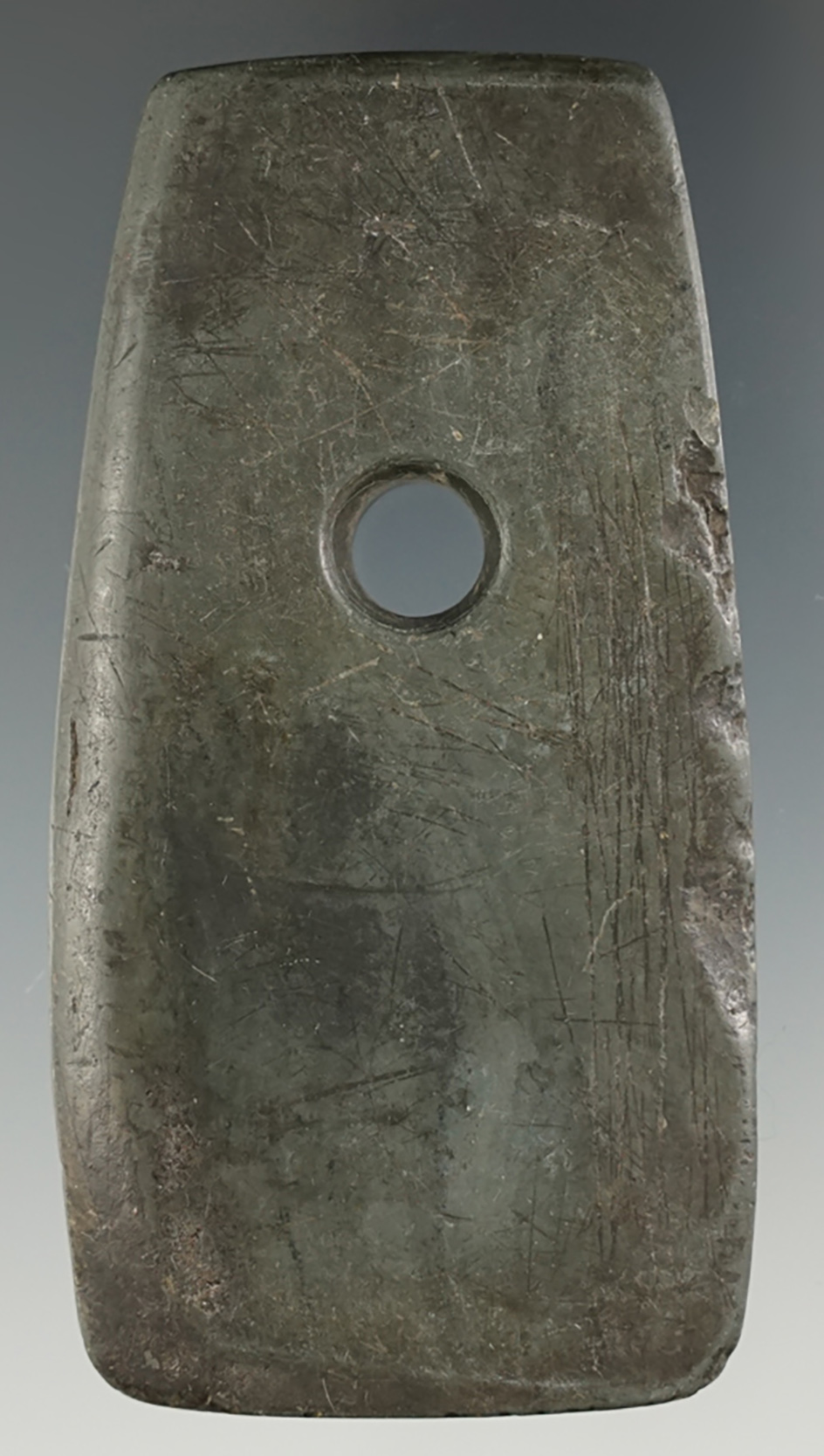 3 7/16" Pendant that is polished and engraved. Found in Randolph Co., Indiana. Motley COA.