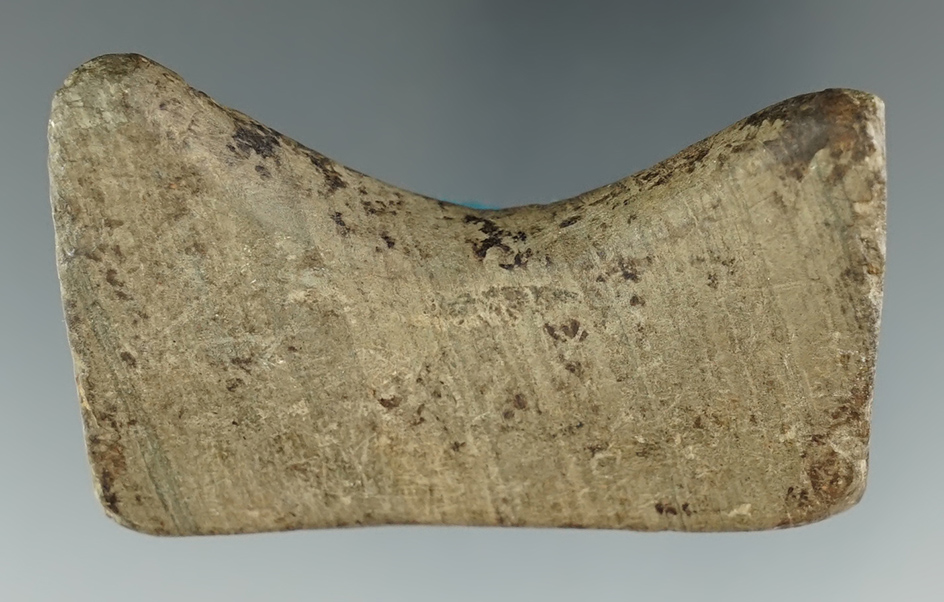 2 3/8" long rare style Reel Bannerstone half that was anciently salvaged found in Ohio.Pictured.