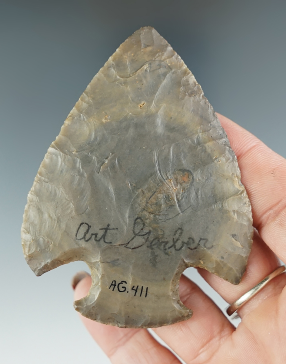 3 1/16" Hornstone Snyders - Indiana with restoration to 1/4" of tip and blade edge.  Art Gerber