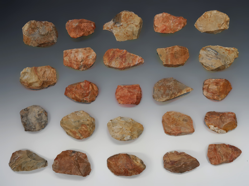 24 Blanks, largest is 3 3/4" from the Gray LaDassor cache of 401 cache blanks - Crescent Quarry.