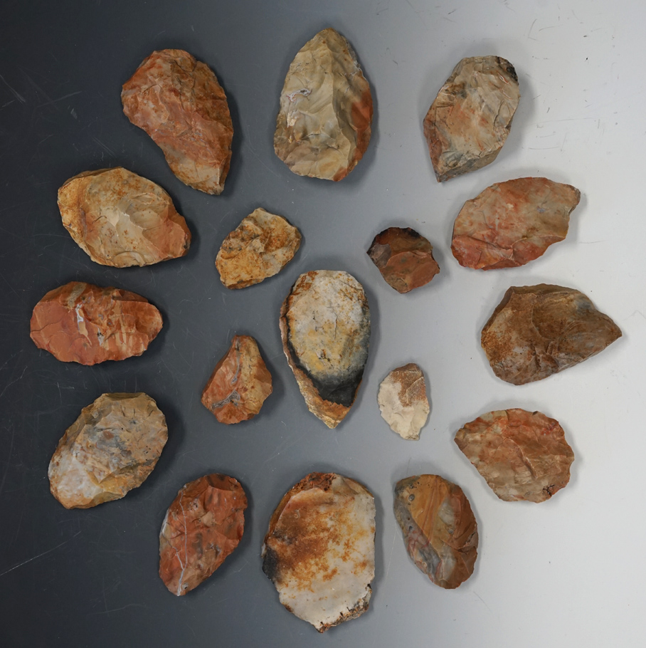 17 Blanks, largest is 4 1/2" from the Gray LaDassor cache of 401 cache blanks - Crescent Quarry.