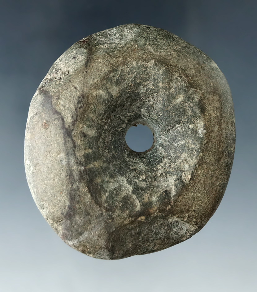 2 3/8" Discoidal made from Hardstone, found at Ft. Ancient, Scioto Co., Ohio.
